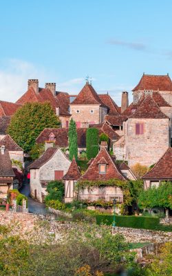 countryside town of stone houses in france