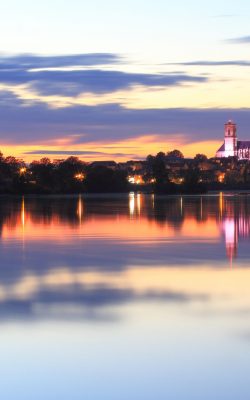 nevers cathedral in the sunset
