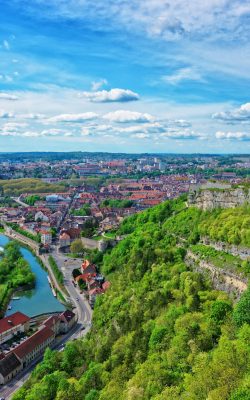aerial veiw and citadel of besancon bourgogne franche comte fran