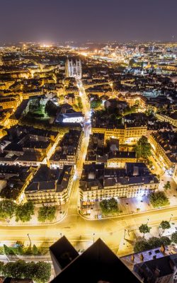 aerial view on nantes city in france