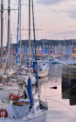 the famous beautiful harbor of paimpol in brittany, france