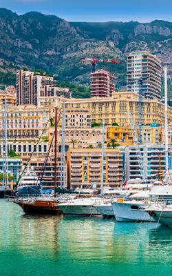 luxury yachts and apartments in harbour of monaco, cote d'azur.