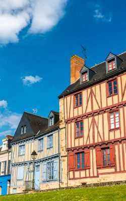 traditional timbered houses in le mans, france